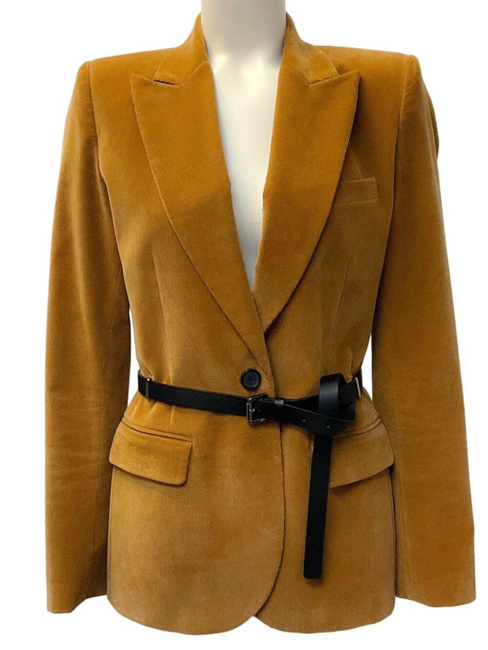 Barbara Bui Camel Cotton Corduroy Belted Blazer